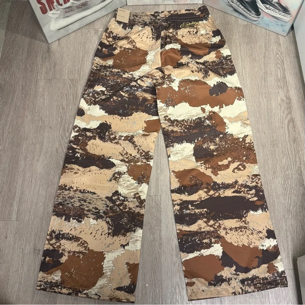 New Jordan Brooklyn Novelty Camo Womens Pants Loose Fit S, M, (Khaki/Brown